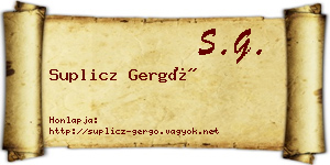 Suplicz Gergő névjegykártya